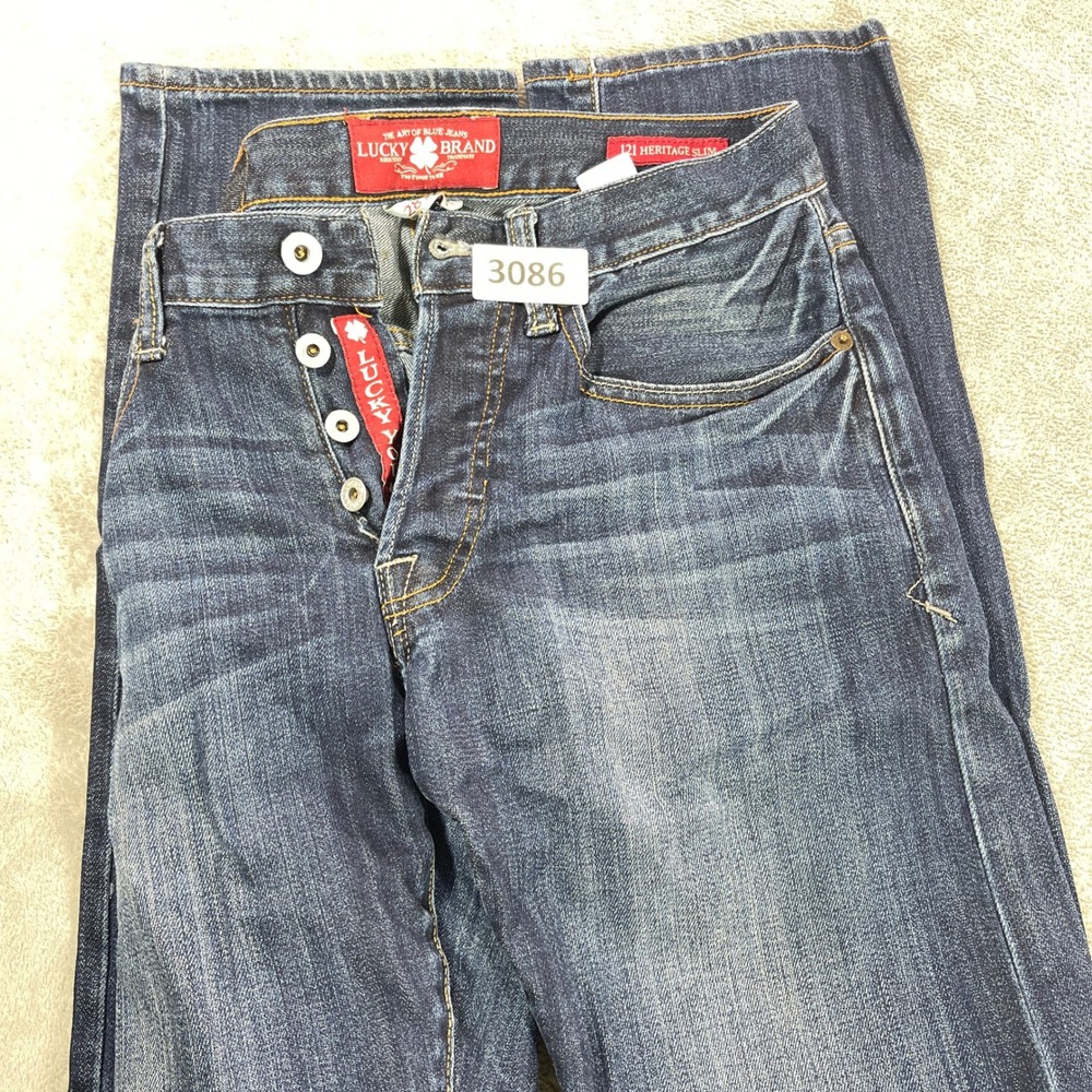 Lucky Brand 121 Heritage Slim Jeans Womenโ 30 Dark Wash Button Fly Denim